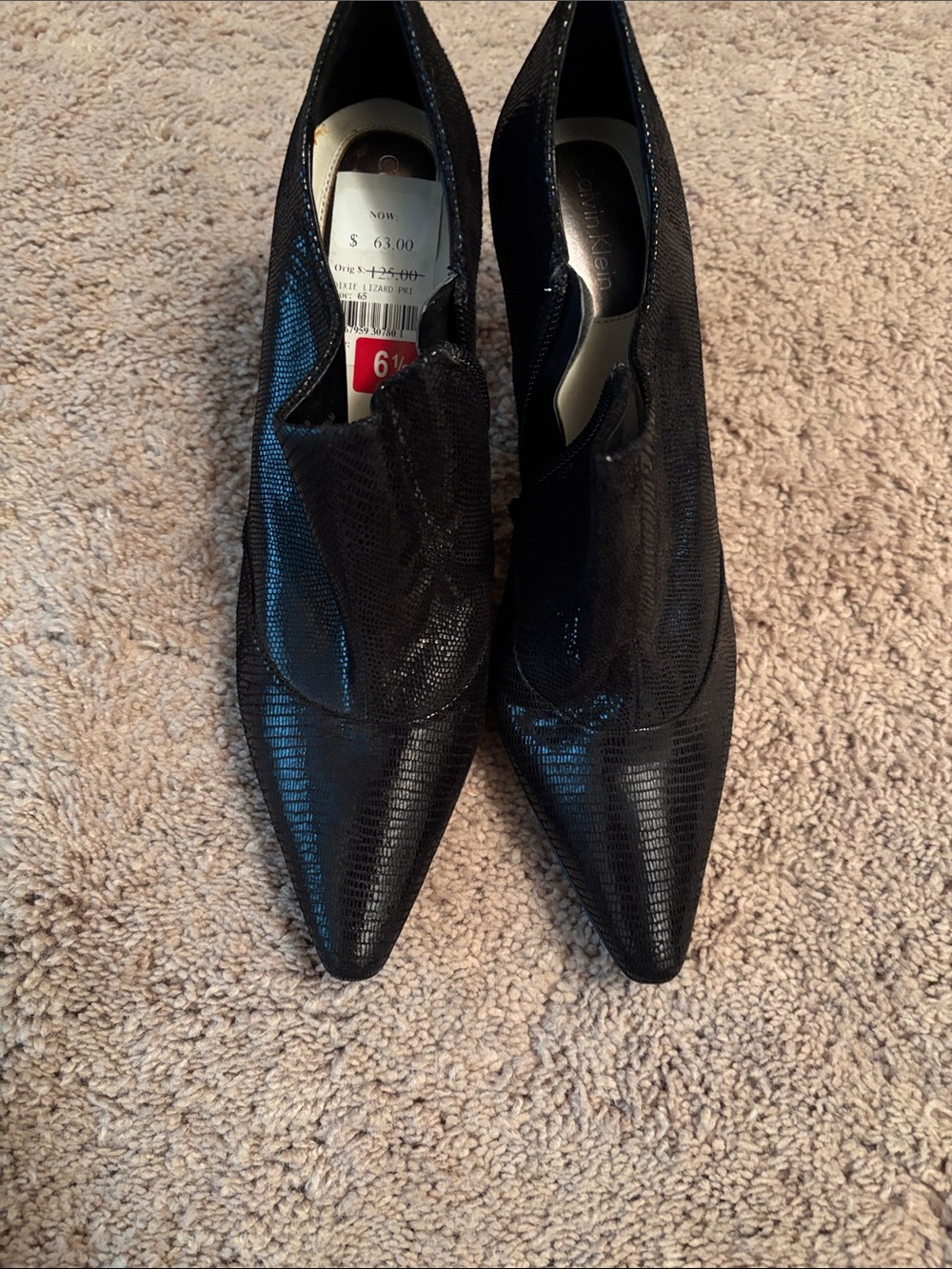 Calvin Klein Black Pointed Toe Slip-On Heels